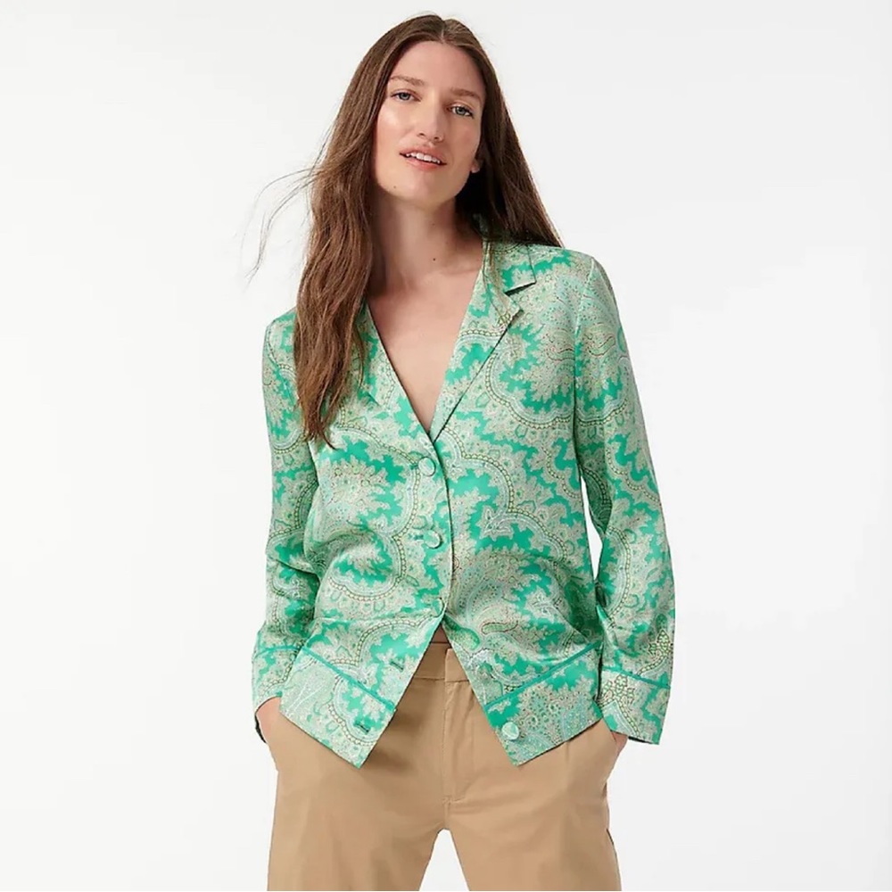 J Crew Collection Drapey Button-Up Top In Ratti P… - image 1